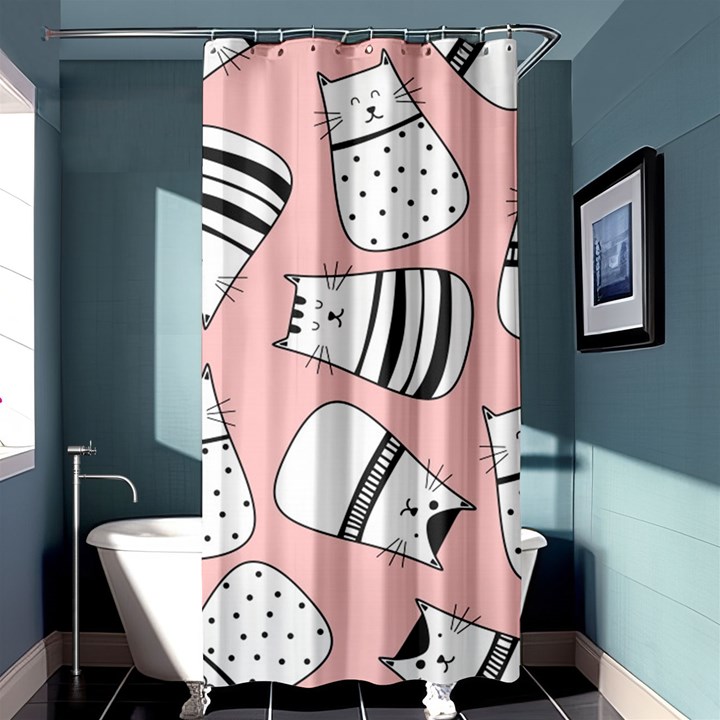 Cute Cats Cartoon Seamless-pattern Shower Curtain 36  x 72  (Stall) 