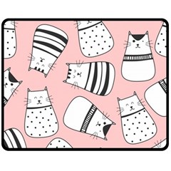 Cute Cats Cartoon Seamless-pattern Fleece Blanket (medium) by Vaneshart