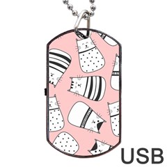 Cute Cats Cartoon Seamless-pattern Dog Tag Usb Flash (two Sides) by Vaneshart