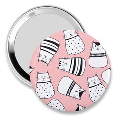 Cute Cats Cartoon Seamless-pattern 3  Handbag Mirrors by Vaneshart