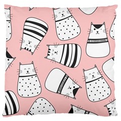 Cute Cats Cartoon Seamless-pattern Large Cushion Case (two Sides) by Vaneshart