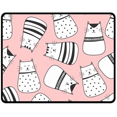 Cute Cats Cartoon Seamless-pattern Two Sides Fleece Blanket (medium) by Vaneshart