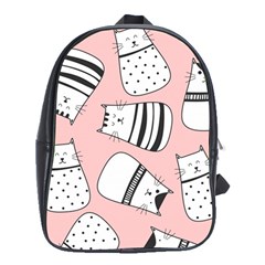 Cute Cats Cartoon Seamless-pattern School Bag (xl) by Vaneshart