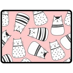 Cute Cats Cartoon Seamless-pattern Two Sides Fleece Blanket (large) by Vaneshart