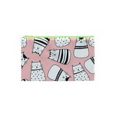 Cute Cats Cartoon Seamless-pattern Cosmetic Bag (xs) by Vaneshart