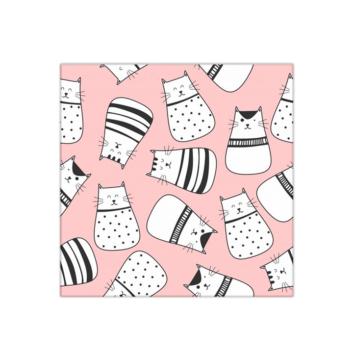 Cute Cats Cartoon Seamless-pattern Satin Bandana Scarf 22  x 22 