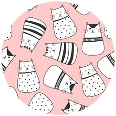 Cute Cats Cartoon Seamless-pattern Wooden Puzzle Round by Vaneshart