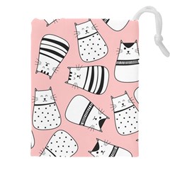 Cute Cats Cartoon Seamless-pattern Drawstring Pouch (4xl) by Vaneshart