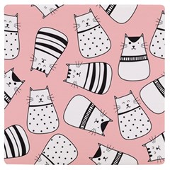 Cute Cats Cartoon Seamless-pattern Uv Print Square Tile Coaster  by Vaneshart