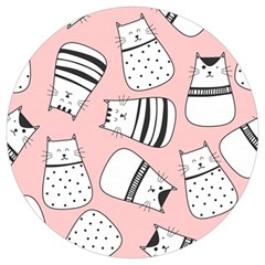 Cute Cats Cartoon Seamless-pattern Round Trivet by Vaneshart