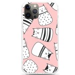 Cute Cats Cartoon Seamless-pattern iPhone 12 Pro max TPU UV Print Case Front