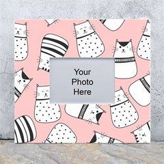 Cute Cats Cartoon Seamless-pattern White Wall Photo Frame 5  X 7  by Vaneshart