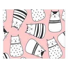 Cute Cats Cartoon Seamless-pattern Premium Plush Fleece Blanket (large) by Vaneshart