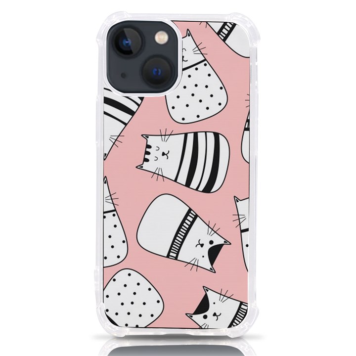 Cute Cats Cartoon Seamless-pattern iPhone 13 mini TPU UV Print Case