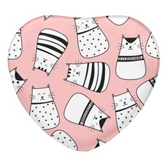 Cute Cats Cartoon Seamless-pattern Heart Glass Fridge Magnet (4 Pack) by Vaneshart