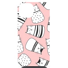 Cute Cats Cartoon Seamless-pattern Iphone 14 Black Uv Print Case