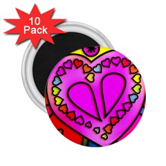 Stained Glass Love Heart 2 25  Magnets (10 Pack)  by Vaneshart