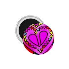 Stained Glass Love Heart 1 75  Magnets by Vaneshart