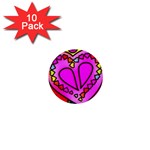 Stained Glass Love Heart 1  Mini Buttons (10 pack)  Front