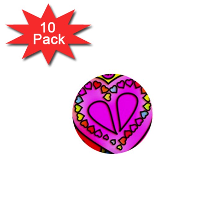 Stained Glass Love Heart 1  Mini Buttons (10 pack) 