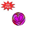 Stained Glass Love Heart 1  Mini Buttons (100 pack)  Front