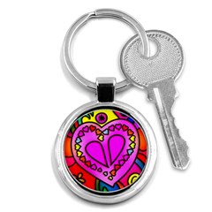 Stained Glass Love Heart Key Chain (round) by Vaneshart