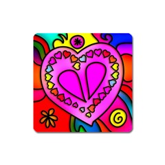 Stained Glass Love Heart Square Magnet by Vaneshart