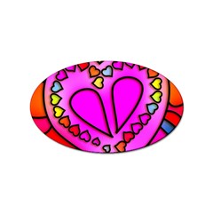 Stained Glass Love Heart Sticker Oval (10 Pack) by Vaneshart