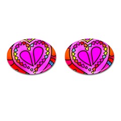 Stained Glass Love Heart Cufflinks (oval) by Vaneshart