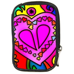 Stained Glass Love Heart Compact Camera Leather Case by Vaneshart