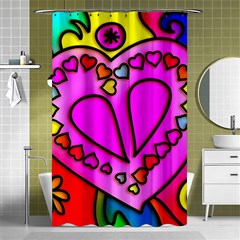 Stained Glass Love Heart Shower Curtain 48  X 72  (small)  by Vaneshart