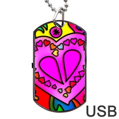 Stained Glass Love Heart Dog Tag Usb Flash (two Sides) by Vaneshart