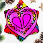 Stained Glass Love Heart Snowflake Ornament (Two Sides) Front