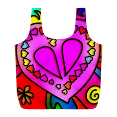 Stained Glass Love Heart Full Print Recycle Bag (l) by Vaneshart