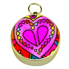 Stained Glass Love Heart Gold Compasses by Vaneshart