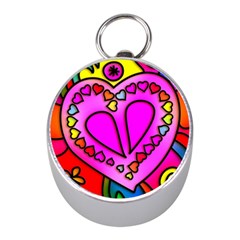 Stained Glass Love Heart Mini Silver Compasses by Vaneshart