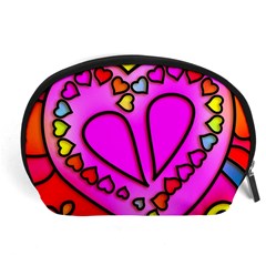 Stained Glass Love Heart Accessory Pouch (large) by Vaneshart