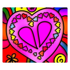 Stained Glass Love Heart Two Sides Premium Plush Fleece Blanket (small) by Vaneshart