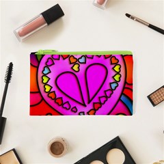 Stained Glass Love Heart Cosmetic Bag (xs) by Vaneshart