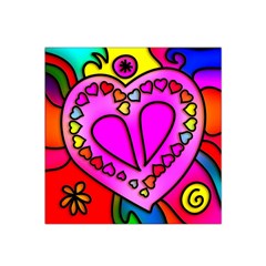 Stained Glass Love Heart Satin Bandana Scarf 22  X 22  by Vaneshart