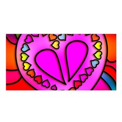 Stained Glass Love Heart Satin Shawl 45  X 80  by Vaneshart