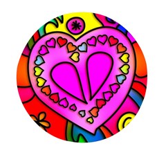 Stained Glass Love Heart Mini Round Pill Box by Vaneshart