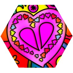 Stained Glass Love Heart Wooden Puzzle Hexagon by Vaneshart