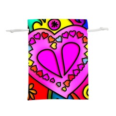 Stained Glass Love Heart Lightweight Drawstring Pouch (s) by Vaneshart