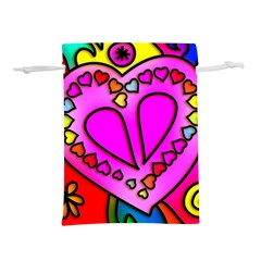 Stained Glass Love Heart Lightweight Drawstring Pouch (l) by Vaneshart