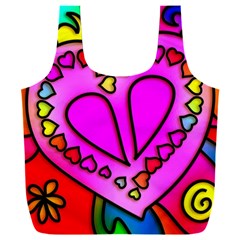 Stained Glass Love Heart Full Print Recycle Bag (xxxl) by Vaneshart