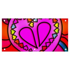 Stained Glass Love Heart Banner And Sign 6  X 3  by Vaneshart