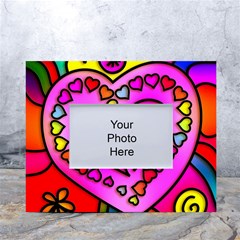 Stained Glass Love Heart White Tabletop Photo Frame 4 x6  by Vaneshart