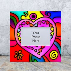 Stained Glass Love Heart White Box Photo Frame 4  X 6  by Vaneshart