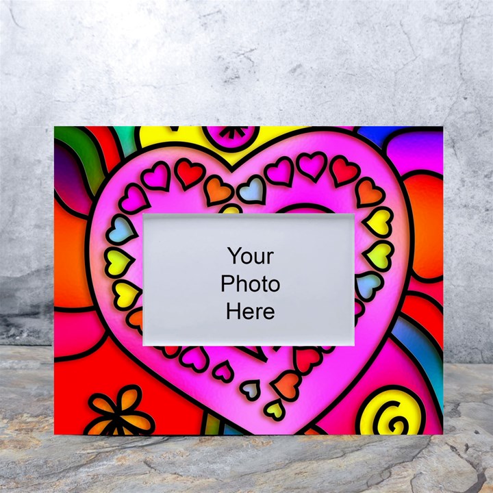 Stained Glass Love Heart White Tabletop Photo Frame 4 x6 